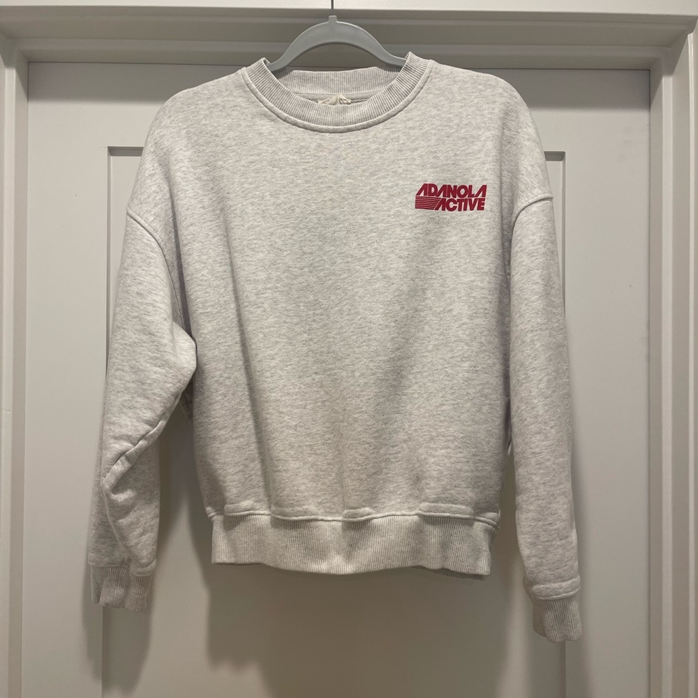 Adanola Light Gray Crewneck Sweater with Red Logo
